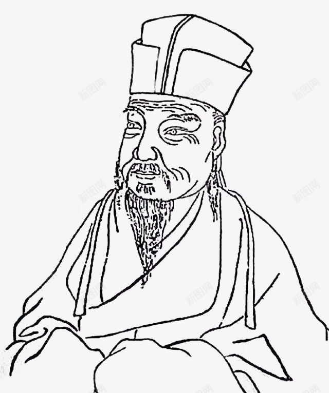 王阳明线描png免抠素材_88icon https://88icon.com 工笔画 心学大师 思想家 手绘 王守仁 王阳明 线条