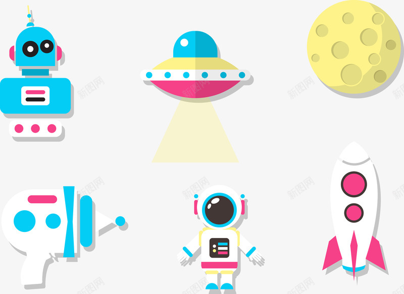 外太空工具png免抠素材_88icon https://88icon.com 卡通 简约 蓝色 银河星系 飞船