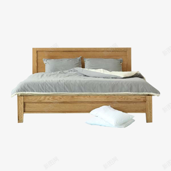 现代简约木质大床png免抠素材_88icon https://88icon.com 双人 大床 家具 木床