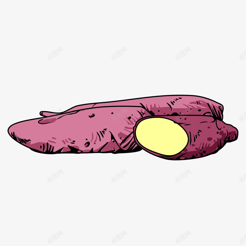 紫番薯案矢量图ai免抠素材_88icon https://88icon.com 卡通 手绘 投影 渐变 番薯 紫番薯 线条 装饰 阴影 矢量图