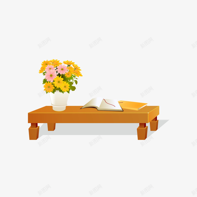 黄色桌子书本和花矢量图ai免抠素材_88icon https://88icon.com 书本 日用 桌子 花 装饰 黄色 矢量图