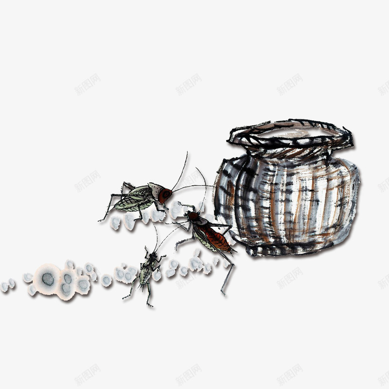 蟋蟀毛笔画png免抠素材_88icon https://88icon.com 中国风 毛笔 画画 蟋蟀