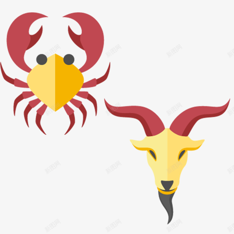 卡通12星座水瓶座牡羊座png免抠素材_88icon https://88icon.com 12星座素材 卡通免抠素材 巨蟹座免抠素材 白羊座免抠素材