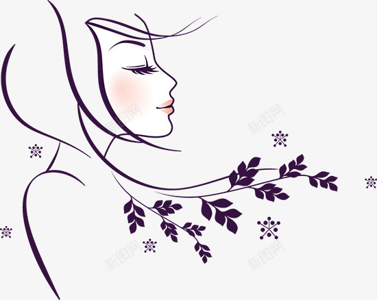 手绘美女头像png免抠素材_88icon https://88icon.com 叶子 头像 头发 女生睫毛 手绘 睫毛 简图 美女