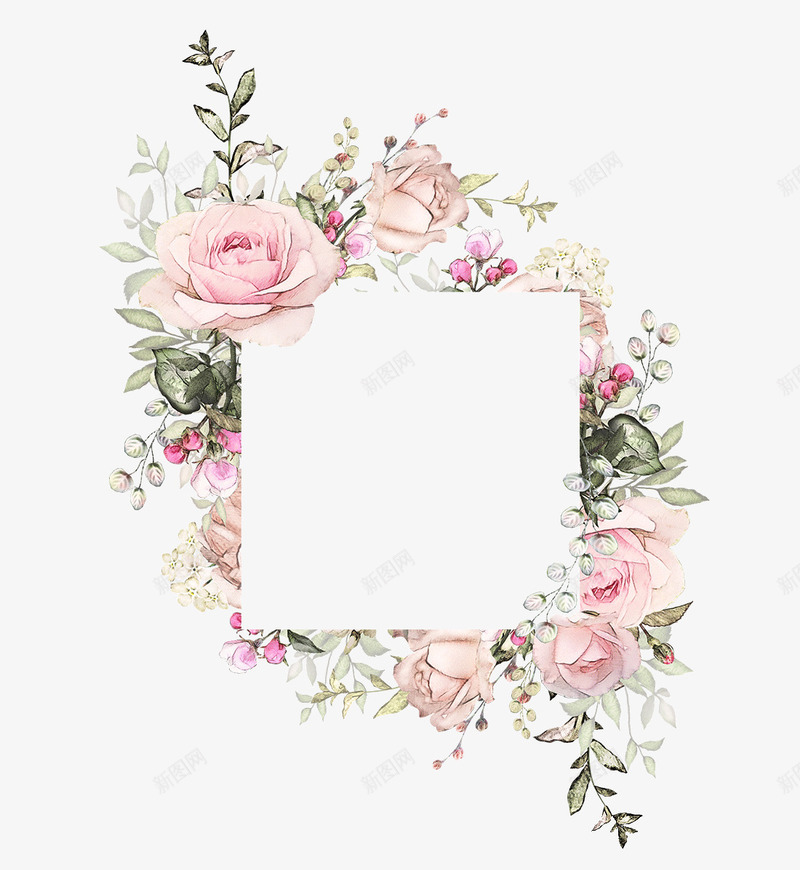 粉色淡雅月季花方形边框png免抠素材_88icon https://88icon.com 婚礼 小清新 方形花环 月季花 淡雅 简约 粉色系 边框底纹