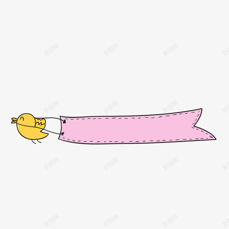 黄色小鸟粉色边框矢量图eps免抠素材_88icon https://88icon.com 动漫边框 标题边框 矢量图 粉色边框 装饰 黄色小鸟