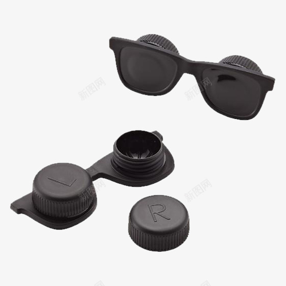 墨镜式隐形眼镜盒png免抠素材_88icon https://88icon.com 形象 盒子 隐形眼镜 黑色