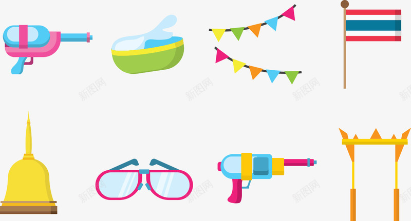 泼水节工具水枪防水眼镜矢量图ai免抠素材_88icon https://88icon.com 工具 水枪 泼水节 眼镜 防水 矢量图