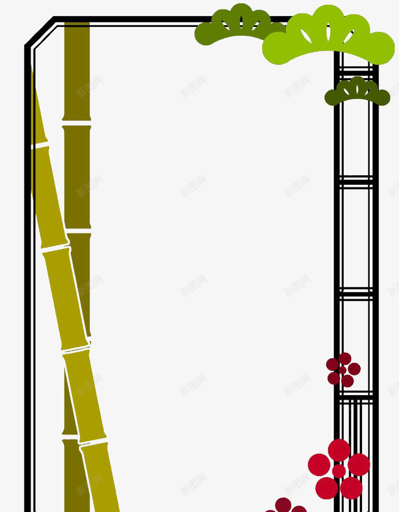 相框框架png免抠素材_88icon https://88icon.com 竹子 装饰框子 边框 黑色