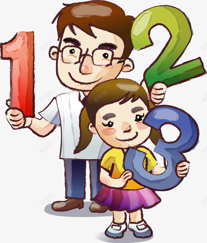 老师和学生拿着数字123png免抠素材_88icon https://88icon.com 123 学生 拿着 数字 老师