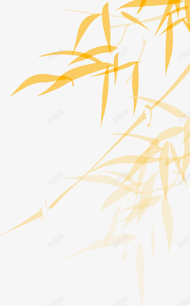 黄色竹子竹叶装饰图案png免抠素材_88icon https://88icon.com 免抠PNG 竹叶 竹子 装饰图案 黄色