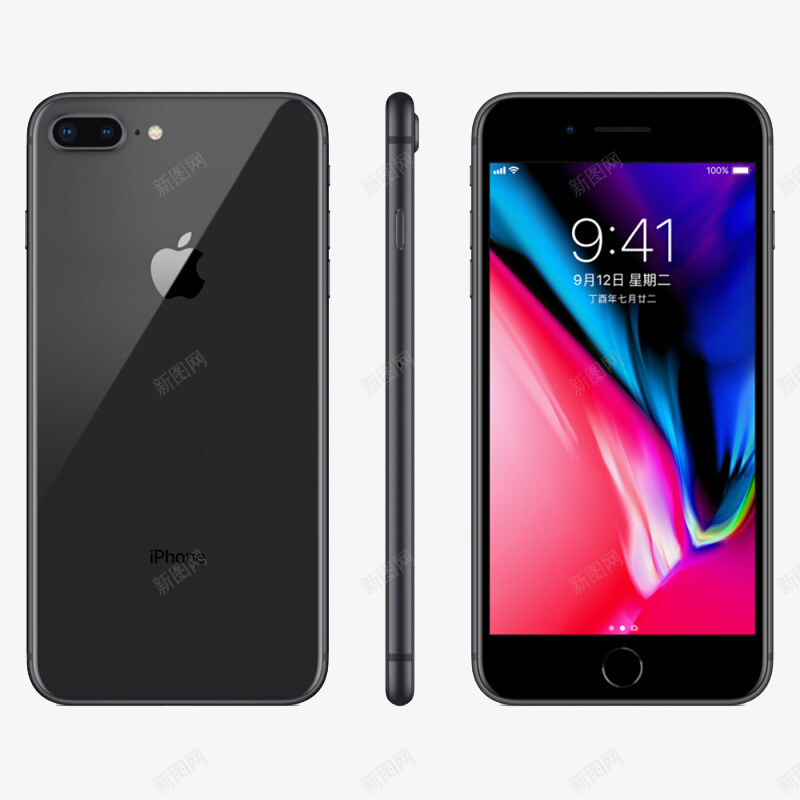 深空灰苹果8手机png免抠素材_88icon https://88icon.com Apple苹果 iPhone8Plus手机 产品实物 免抠PNG 数码 深空灰苹果8手机