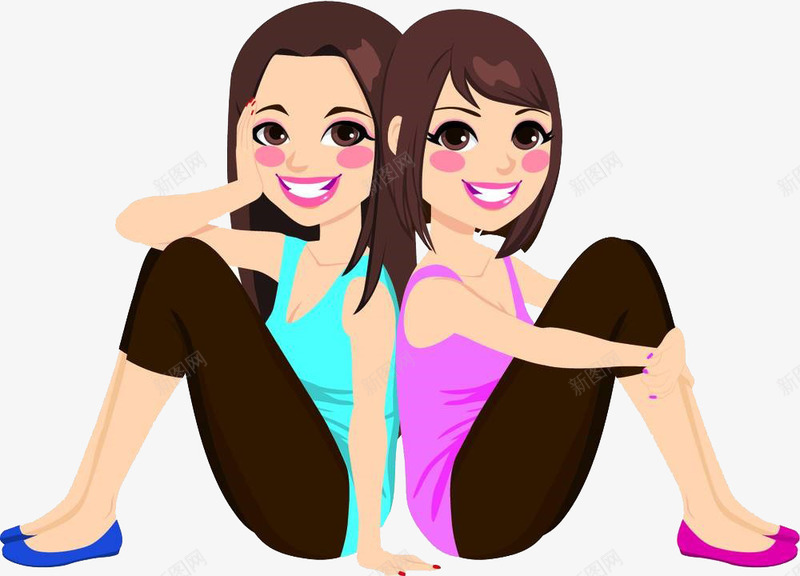 坐着地上的双胞胎png免抠素材_88icon https://88icon.com 休息 侧坐 卡通手绘 双胞胎 坐 坐着 微笑 背对着的人 背对背 调整