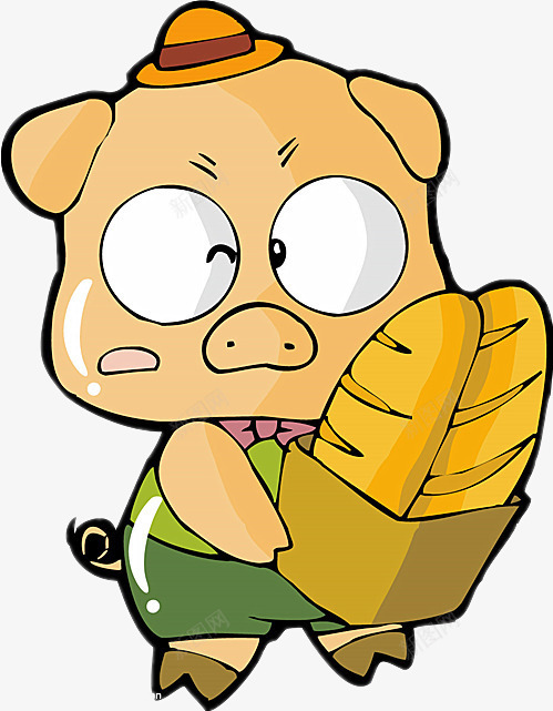 抱着面包的小猪png免抠素材_88icon https://88icon.com 卡通 可爱 呆萌 大眼睛