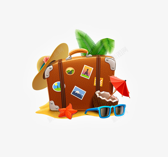 海岛旅行想旅行psd免抠素材_88icon https://88icon.com 卡通 旅行 旅行箱 海岛旅行装备