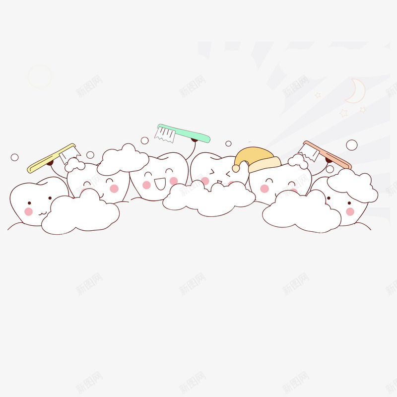 卡通互相洗澡的牙齿png免抠素材_88icon https://88icon.com 全国爱牙日 刷牙过程 洗澡的牙齿 清洁牙齿 牙齿修护卡通图