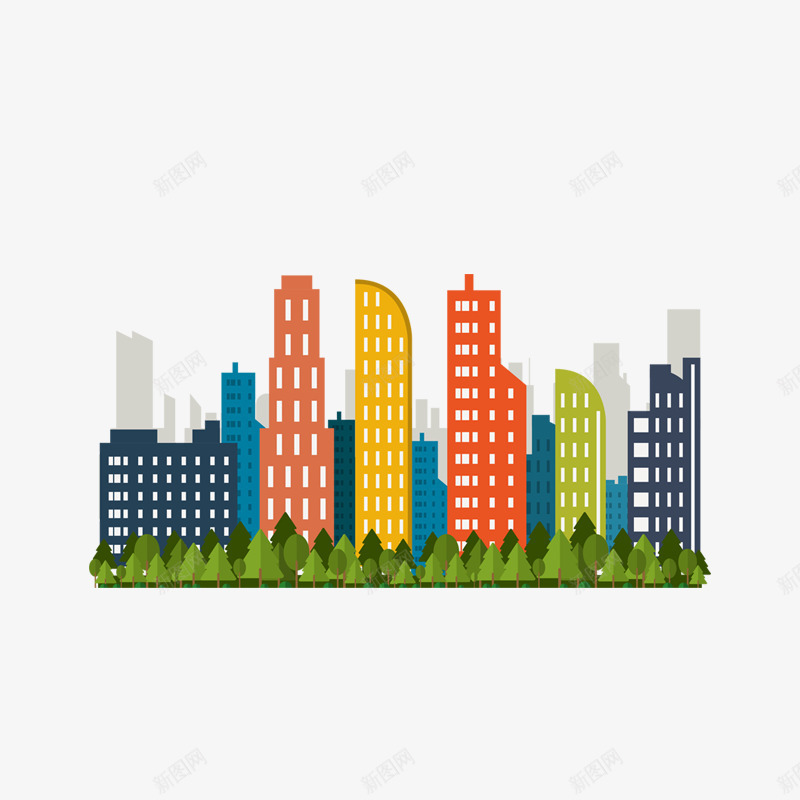 彩色卡通城市楼房装饰图案png免抠素材_88icon https://88icon.com 免抠PNG 卡通 城市楼房 彩色 装饰图案