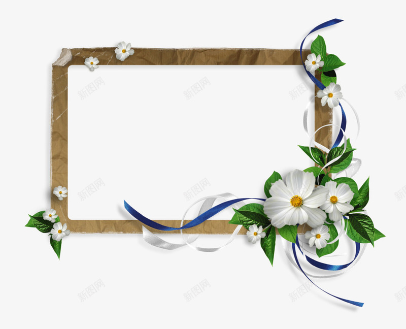 带花边框png免抠素材_88icon https://88icon.com 白色花朵 相框 装饰 边框