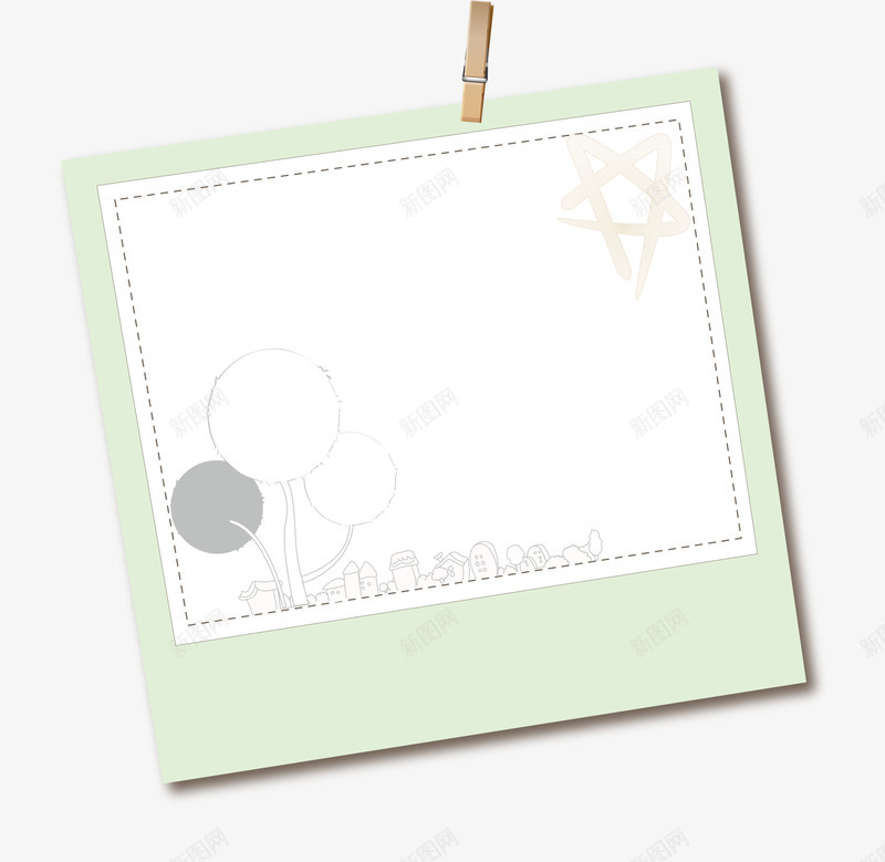 手绘绿色边框png免抠素材_88icon https://88icon.com AI 卡通 大树 夹子 手绘 星星 照片墙 线条 绿色 边框