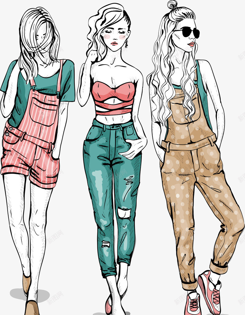 插画png免抠素材_88icon https://88icon.com 展示 时尚女人 服装设计 模特 走秀
