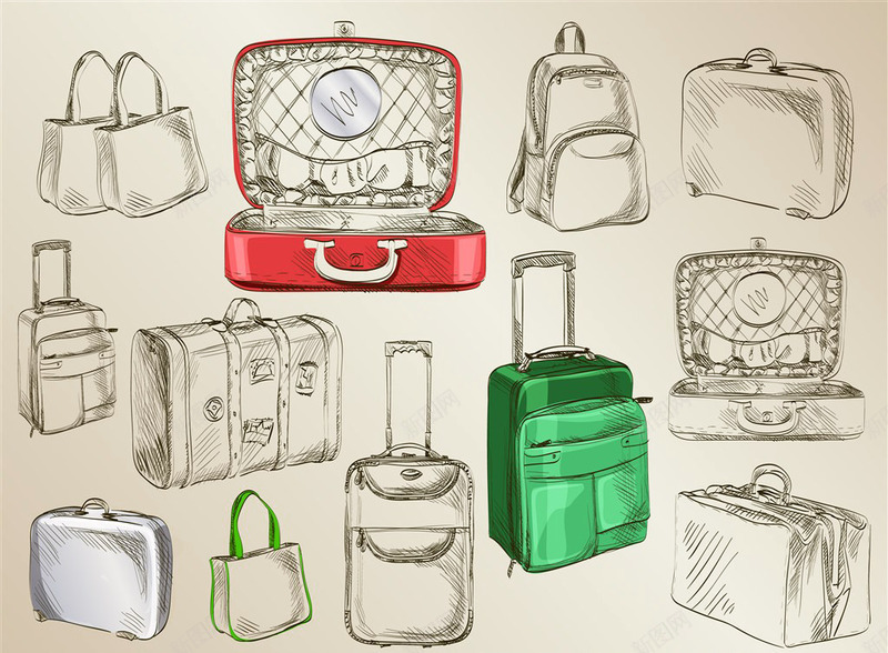 旅行箱包png免抠素材_88icon https://88icon.com 手提包 挎包 行李箱