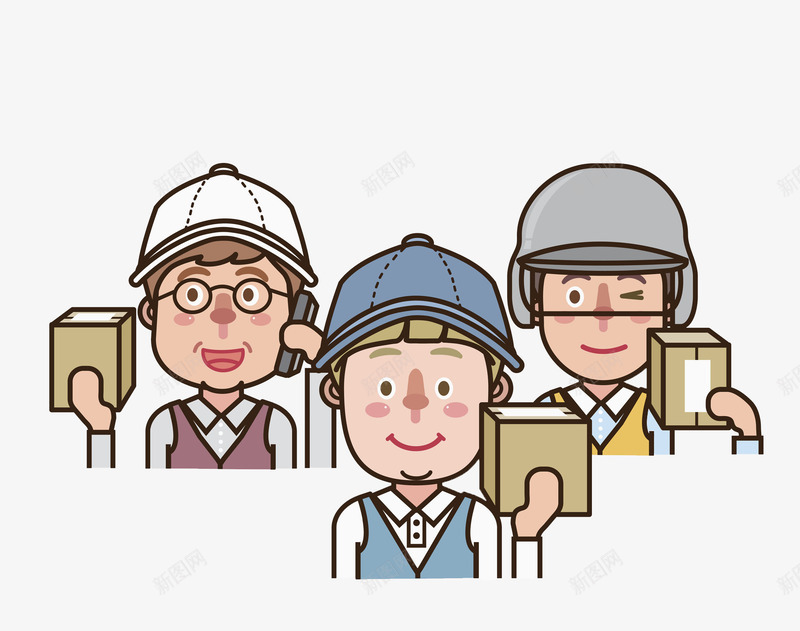 搬运工人png免抠素材_88icon https://88icon.com 头盔 工人 帽子 微笑 手绘 搬运 盒子 腮红 衬衫领