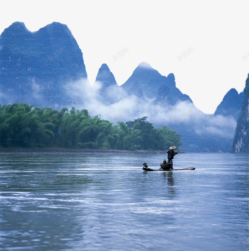 孤独的竹筏人png免抠素材_88icon https://88icon.com 木筏 竹筏 自然风景 船