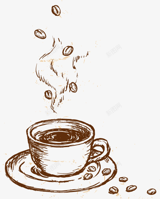 手绘棕色咖啡杯装饰png免抠素材_88icon https://88icon.com 咖啡 棕色 装饰