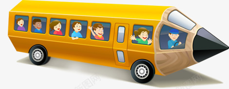 铅笔校车png免抠素材_88icon https://88icon.com 上课 卡通人物 培训班 学习 学习用品 开学 开学季 托管班 教育 校车 补习班 课外班 辅导班 铅笔 铅笔拟人