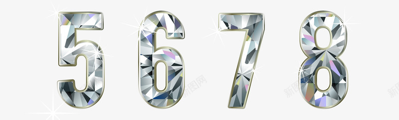璀璨钻石数字png免抠素材_88icon https://88icon.com 璀璨钻石数字
