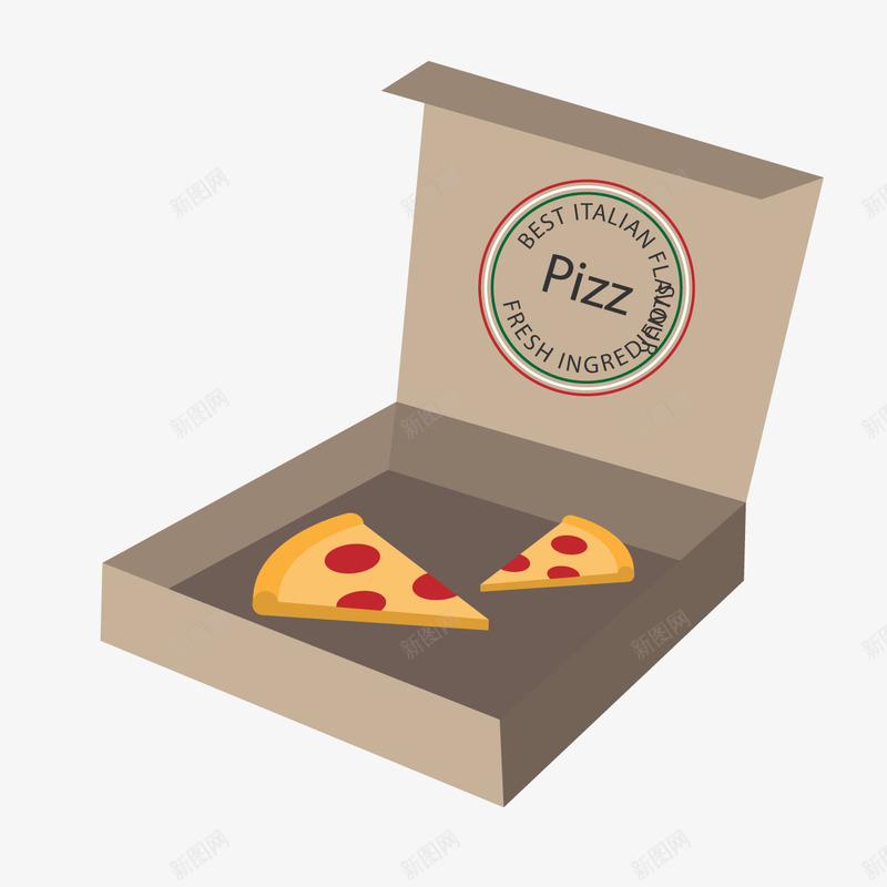 披萨饼矢量图ai免抠素材_88icon https://88icon.com 充饥 外卖 盒子 食物 矢量图