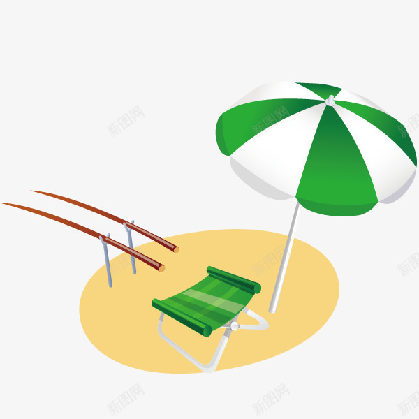沙滩太阳伞和躺椅png免抠素材_88icon https://88icon.com 度假 躺椅 遮阳伞