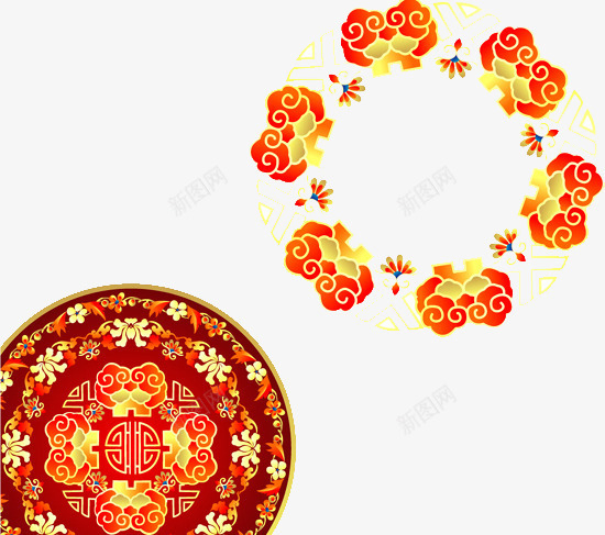 花纹盒子png免抠素材_88icon https://88icon.com 圆盘 盒子 福气 花纹 金色