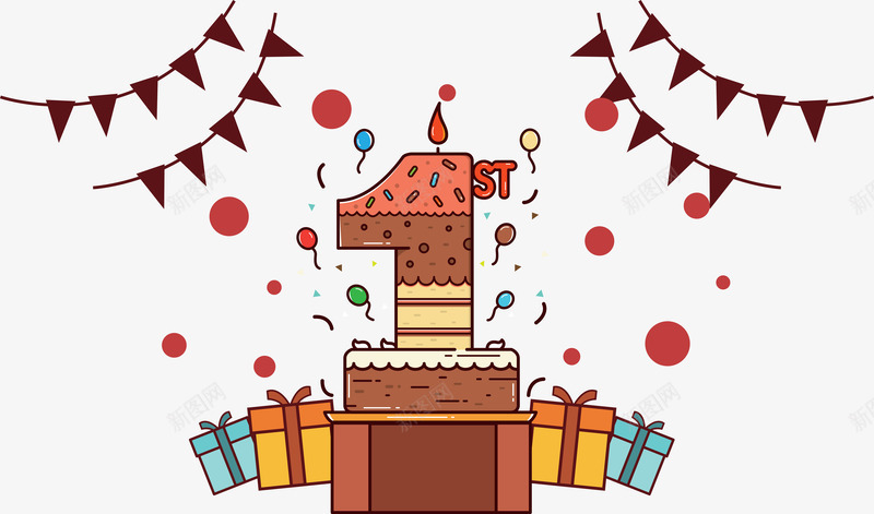 一周岁庆祝矢量图ai免抠素材_88icon https://88icon.com 1周岁 庆祝 棕色 矢量图