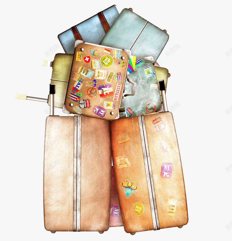 一堆行李png免抠素材_88icon https://88icon.com 出游 旅行 游玩 行李