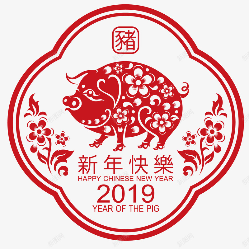 精致的红色剪纸猪矢量图ai免抠素材_88icon https://88icon.com 剪纸 剪纸猪 字体 新年 民族风 矢量图 精致 红色 美丽 花朵 花纹 装饰 高级卡片