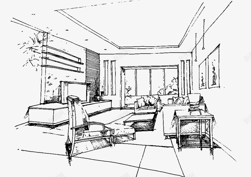 室内效果手绘线稿图png免抠素材_88icon https://88icon.com 写真在线 初稿 勾线图 室内效果简笔画 室内装修效果 手绘室内效果 手绘室内效果图 线稿 黑色线条