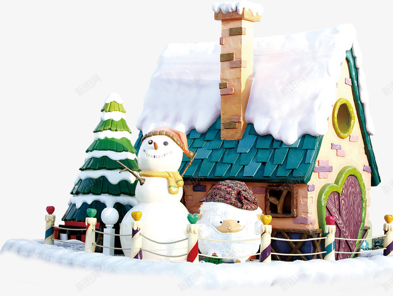 圣诞节房屋雪人装饰png免抠素材_88icon https://88icon.com 圣诞节 房屋 装饰 雪人