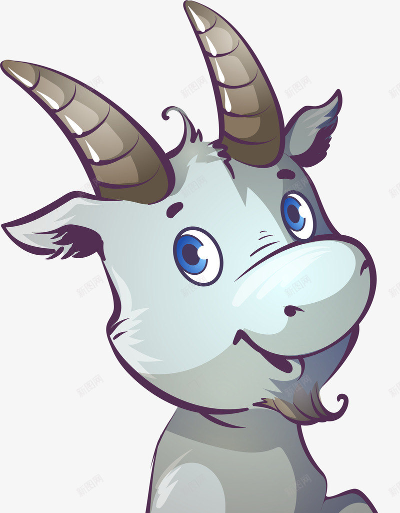 灰色卡通山羊png免抠素材_88icon https://88icon.com 动物园 卡通动物 家禽 灰色山羊 简约动物 装饰图案