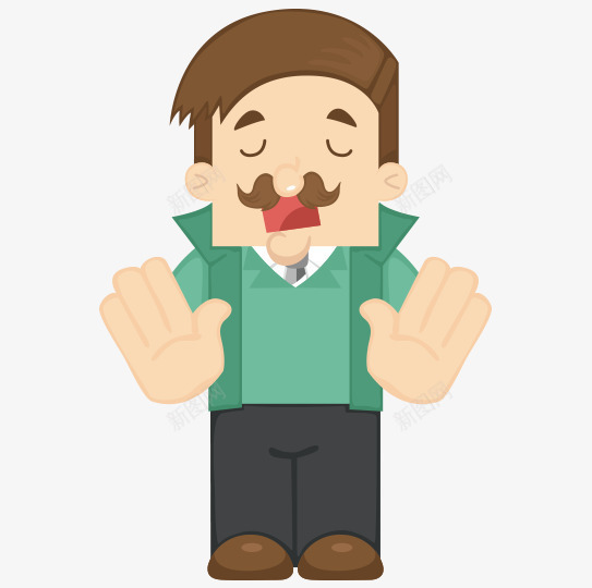 绿色工装大叔闭眼睛png免抠素材_88icon https://88icon.com 大叔闭眼睛 工装 绿色