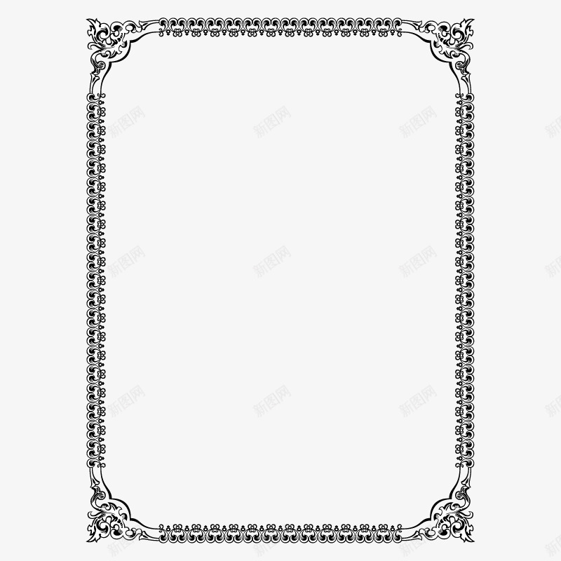 黑色花纹边框矢量图ai免抠素材_88icon https://88icon.com 欧式 相框素材 简约 花纹 边框 矢量图