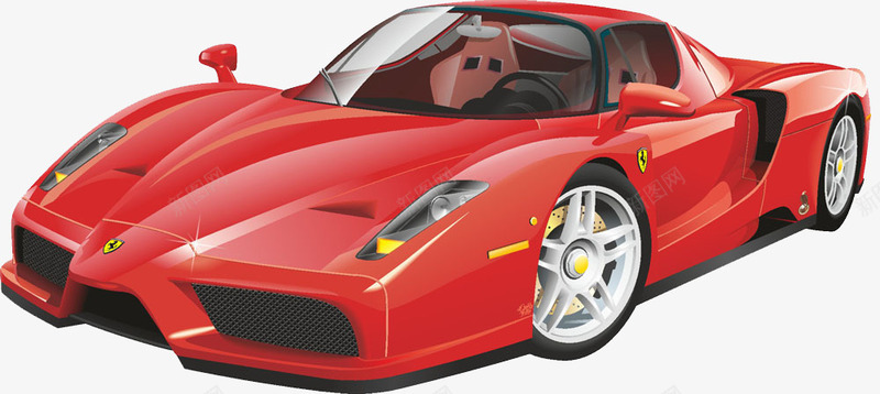 卡通手绘大红色跑车插画png免抠素材_88icon https://88icon.com 交通工具 卡通手绘 大红色跑车插画