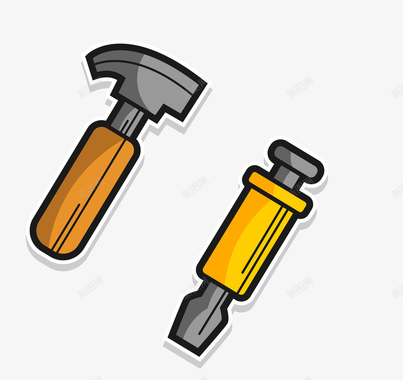 锤子起子矢量图ai免抠素材_88icon https://88icon.com 修理 卡通 工具 维修 起子 锤子 矢量图