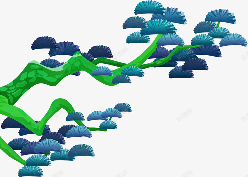 一棵迎客松png免抠素材_88icon https://88icon.com 一棵 扇形的叶子 枝干 绿色的 美丽的 迎客松
