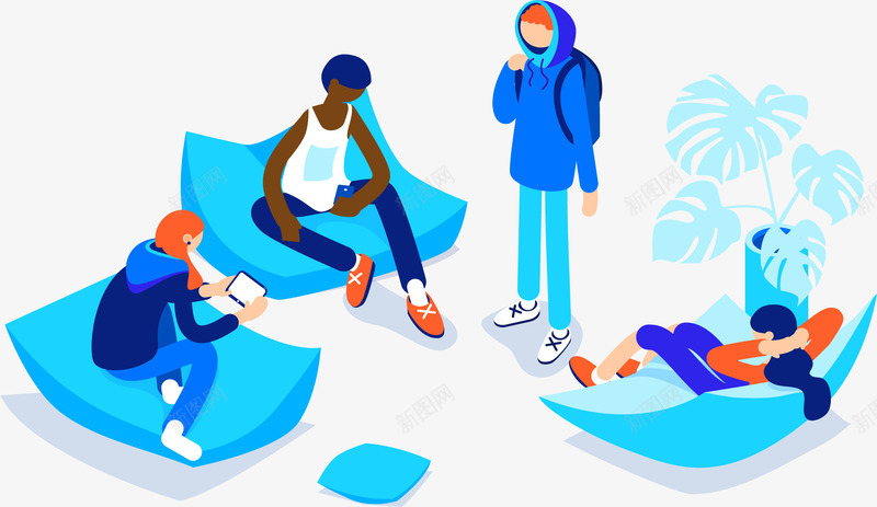 25D人物插画矢量图ai免抠素材_88icon https://88icon.com 25D矢量人物插画 人物 卡通人物 学习 手绘人物 沙发 矢量图