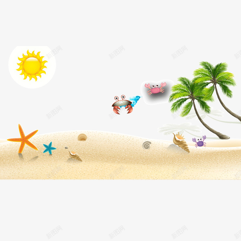 沙滩背景海星椰子树png免抠素材_88icon https://88icon.com 沙滩背景 海星椰子树