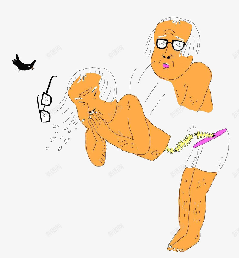 打喷嚏骨折png免抠素材_88icon https://88icon.com 卡通 打喷嚏 老人骨折 骨折