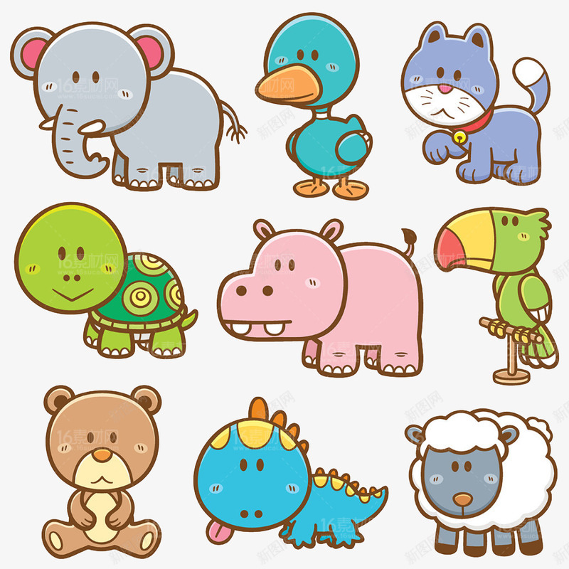 卡通小动物png免抠素材_88icon https://88icon.com zoo 乌龟 动物园 卡通 大象 小熊 羊