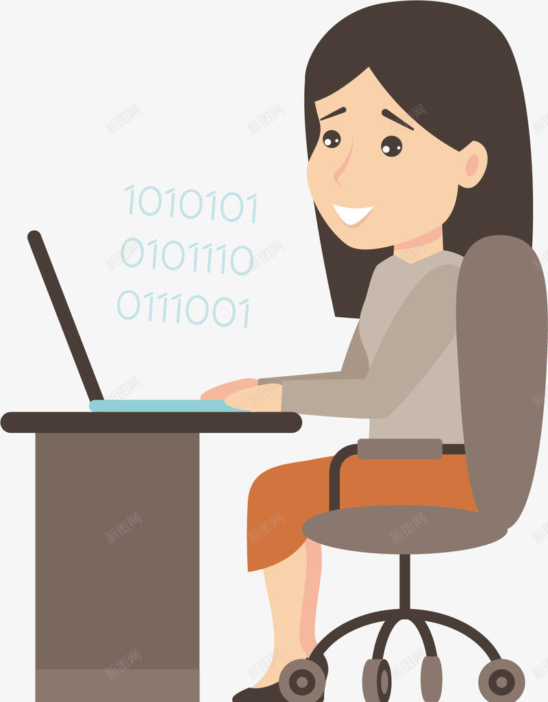 在电脑面前敲代码矢量图ai免抠素材_88icon https://88icon.com 卡通手绘 商务 女士 工作 敲代码 电脑 装饰 矢量图
