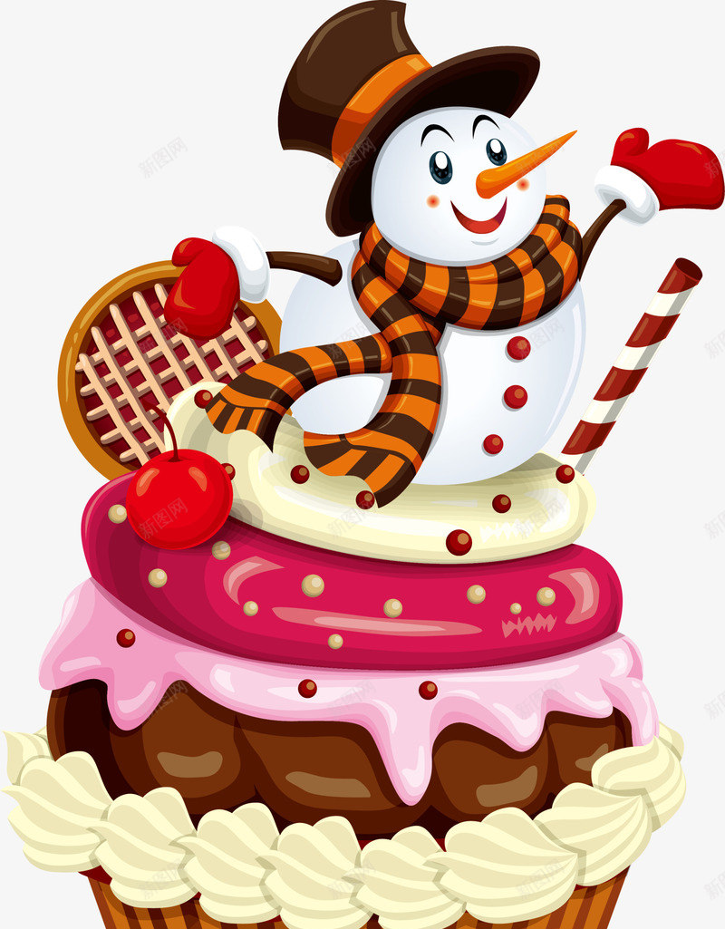 红色卡通蛋糕圣诞老人png免抠素材_88icon https://88icon.com Christmas Merry 圣诞快乐 圣诞老人 圣诞节 糕点